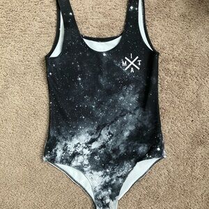 Black and White Galaxy Print Bodysuit
